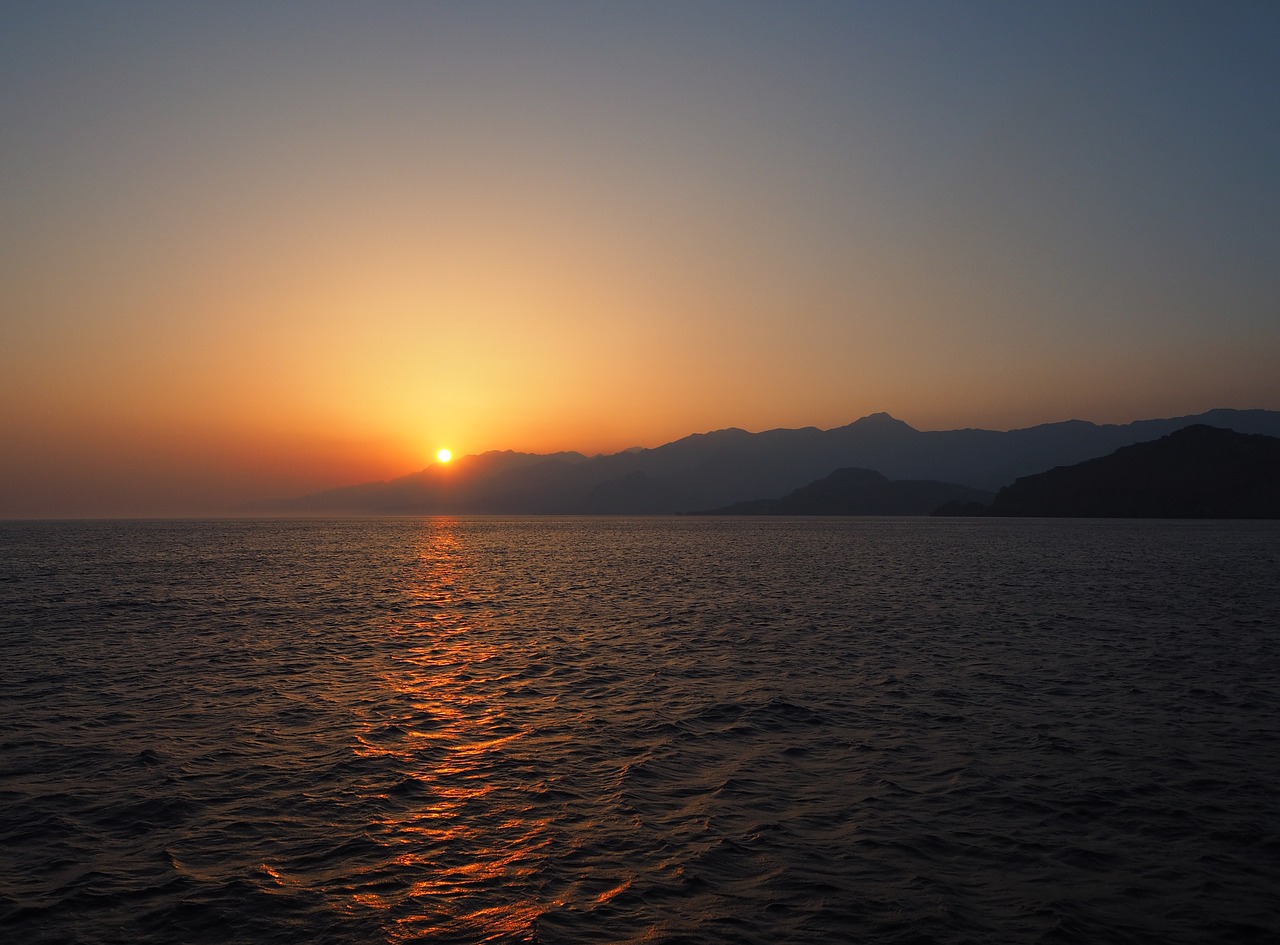 sunset sea crete free photo