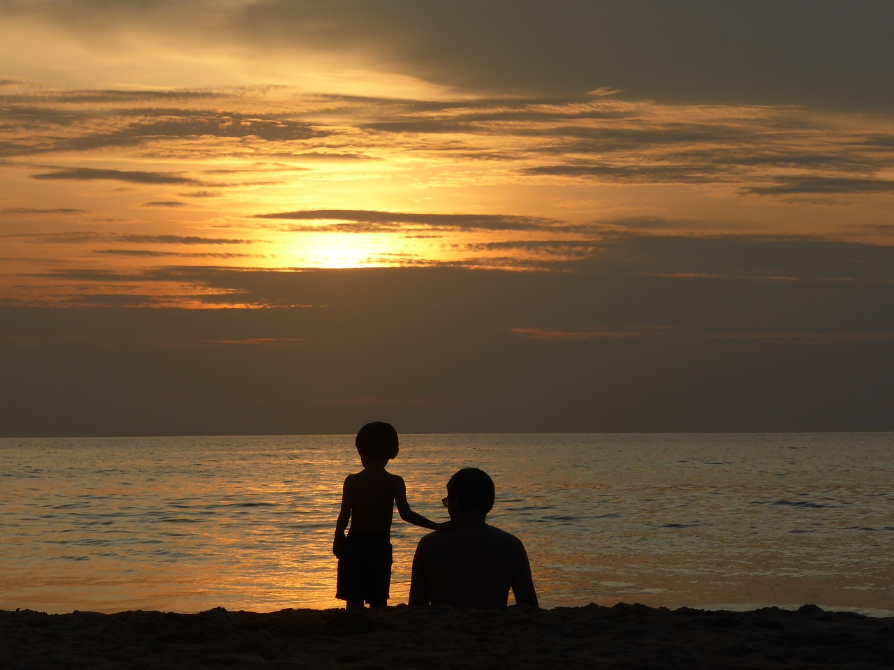 sunset father son free photo