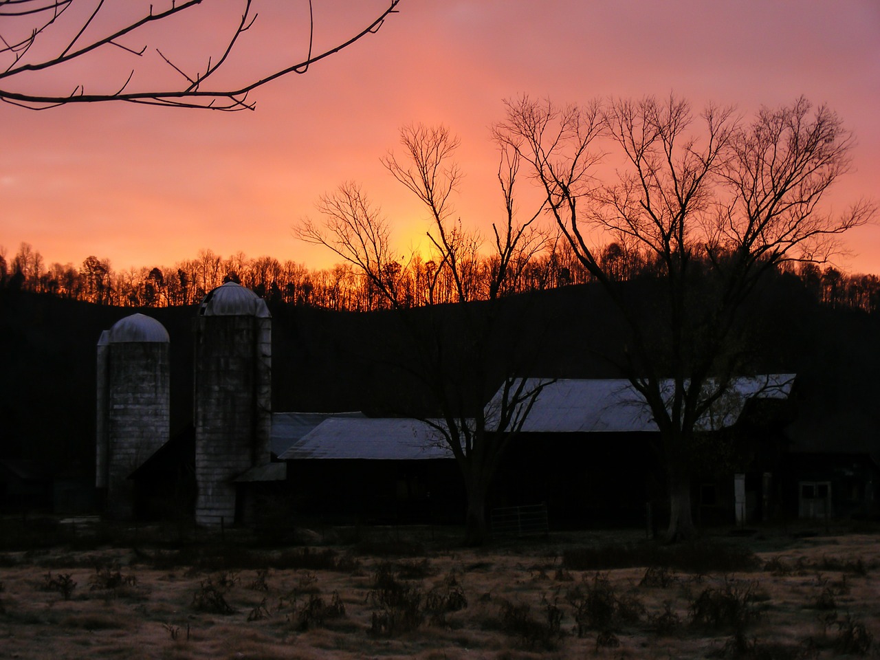 sunset sky farm free photo