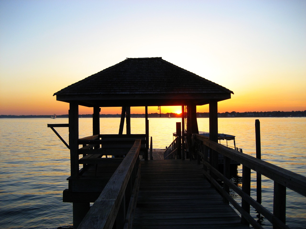 sunset dock pier free photo