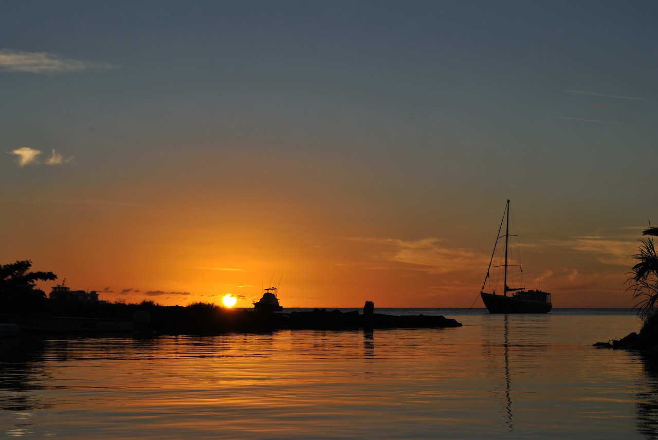 sunset caribbean sea free photo