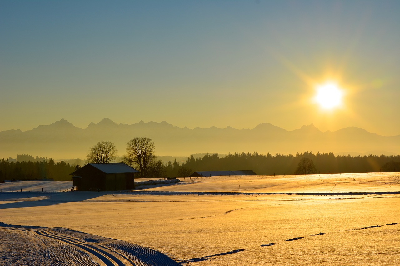 sunset alpine mountains free photo