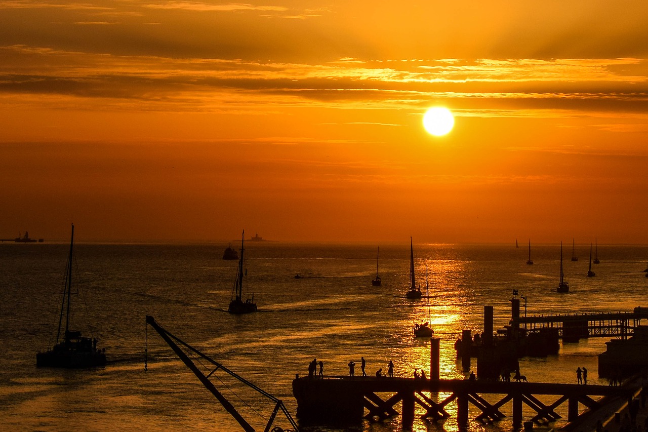 sunset lisbon portugal free photo