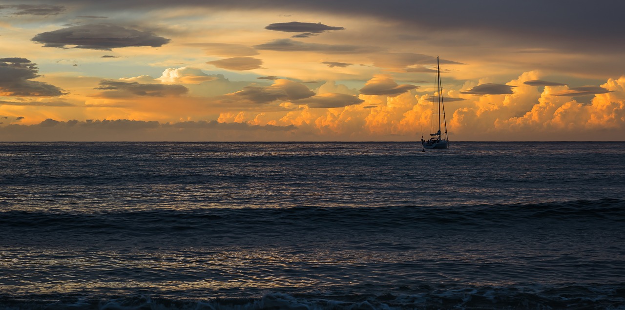 sunset sea horizon free photo