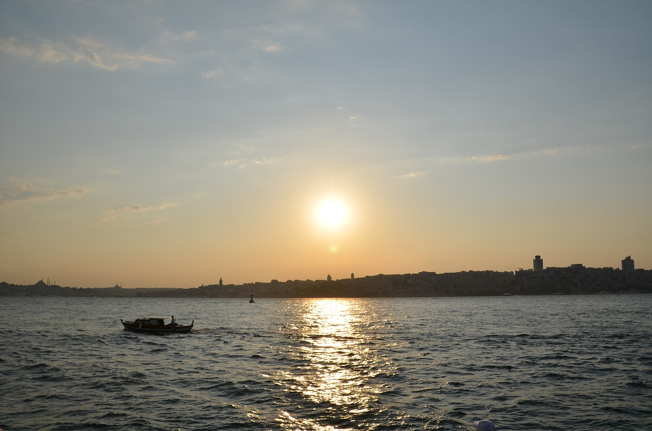 sunset istanbul bosphorus free photo