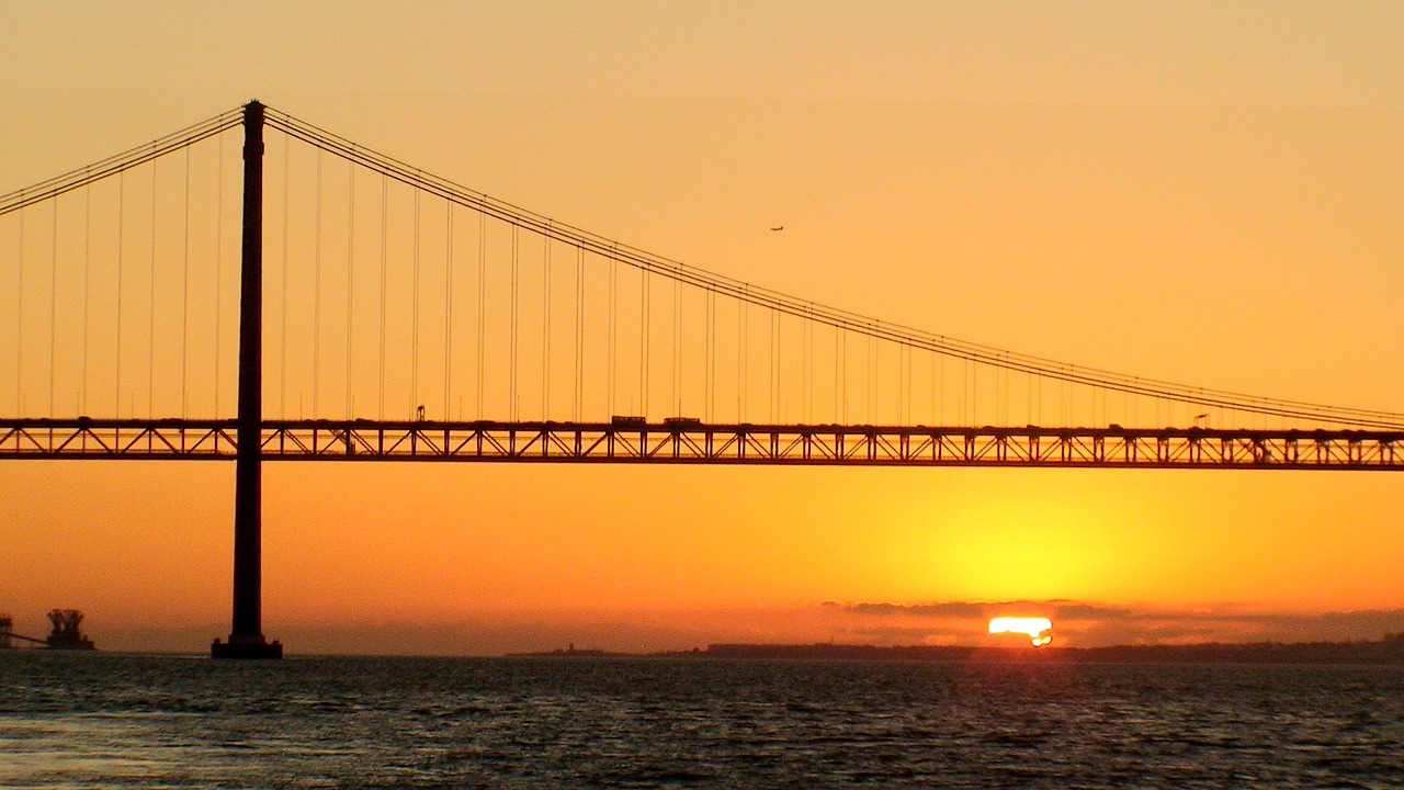 sunset water bridge free photo