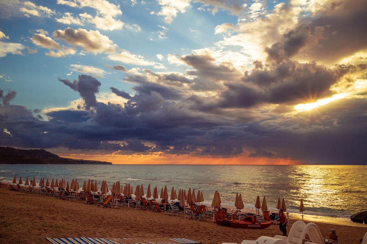 sunset calabria beach free photo