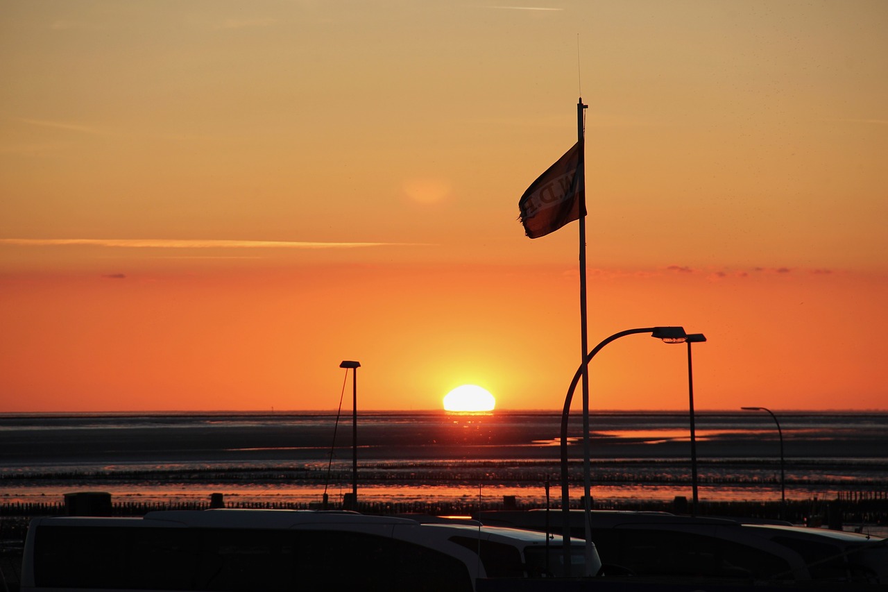 sunset northern germany north sea coast free photo