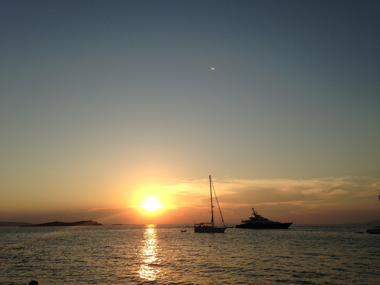 sunset greece coastline free photo