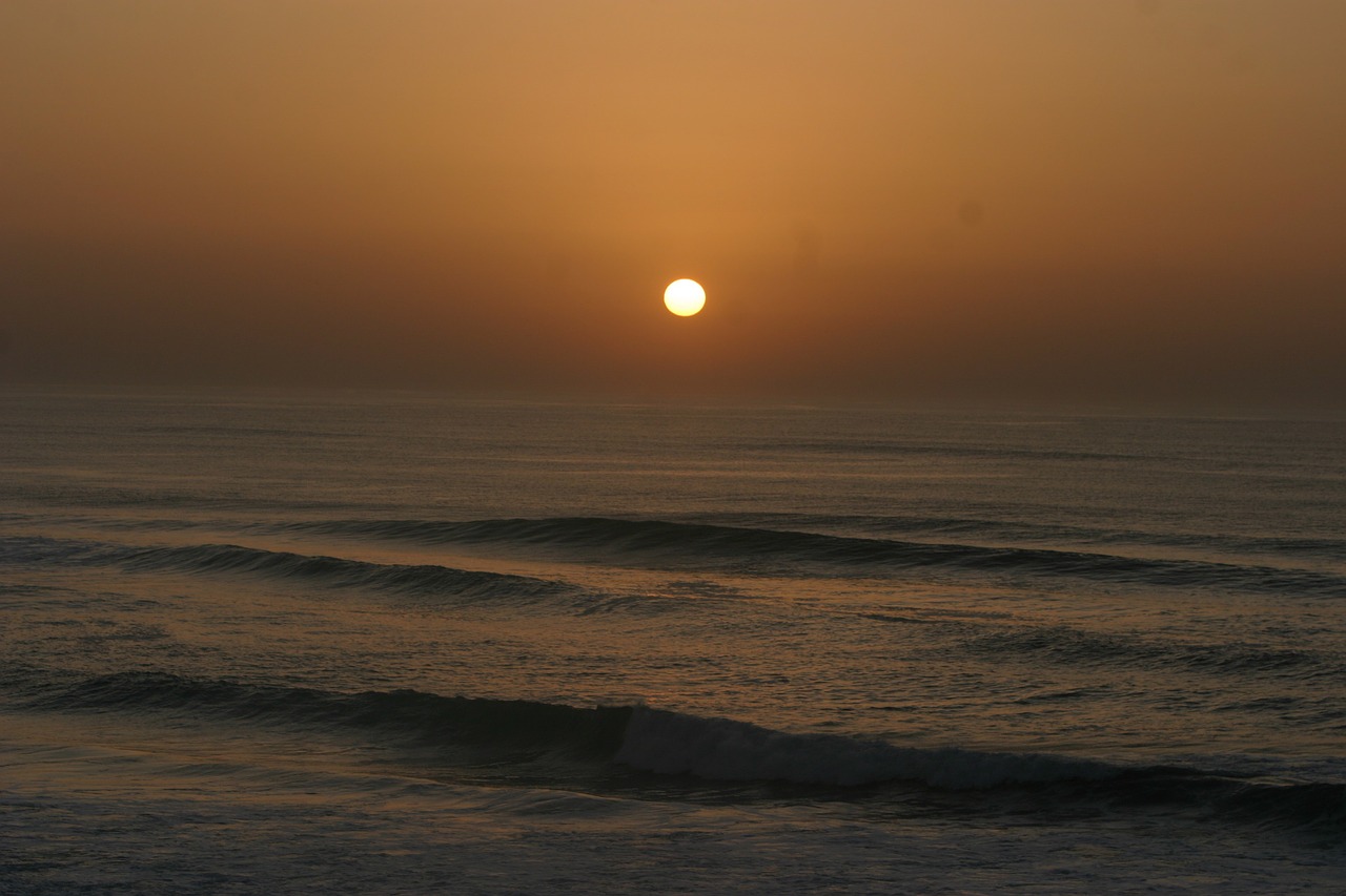 sunset atlantic mimizan plage free photo
