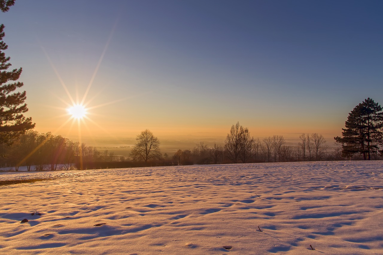 sunset snow winter free photo