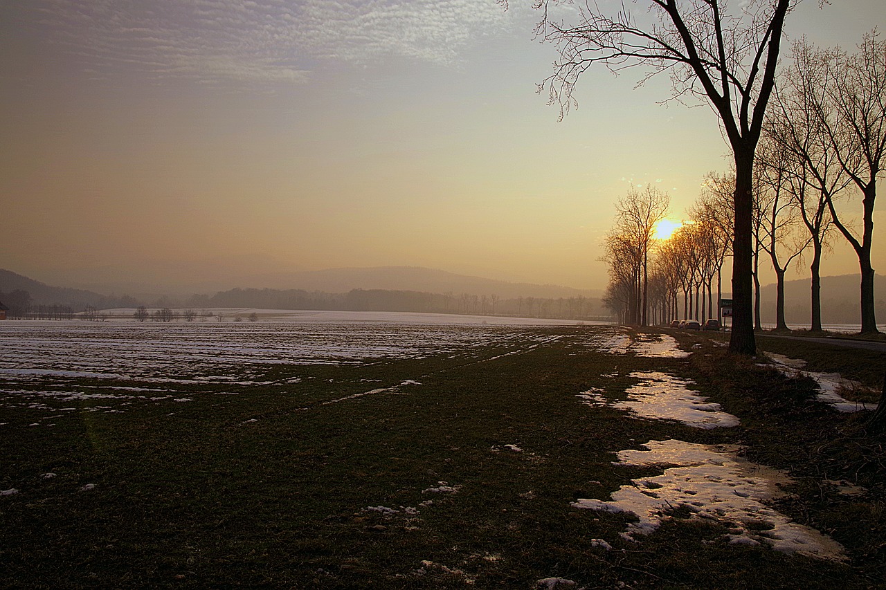 sunset winter snow free photo