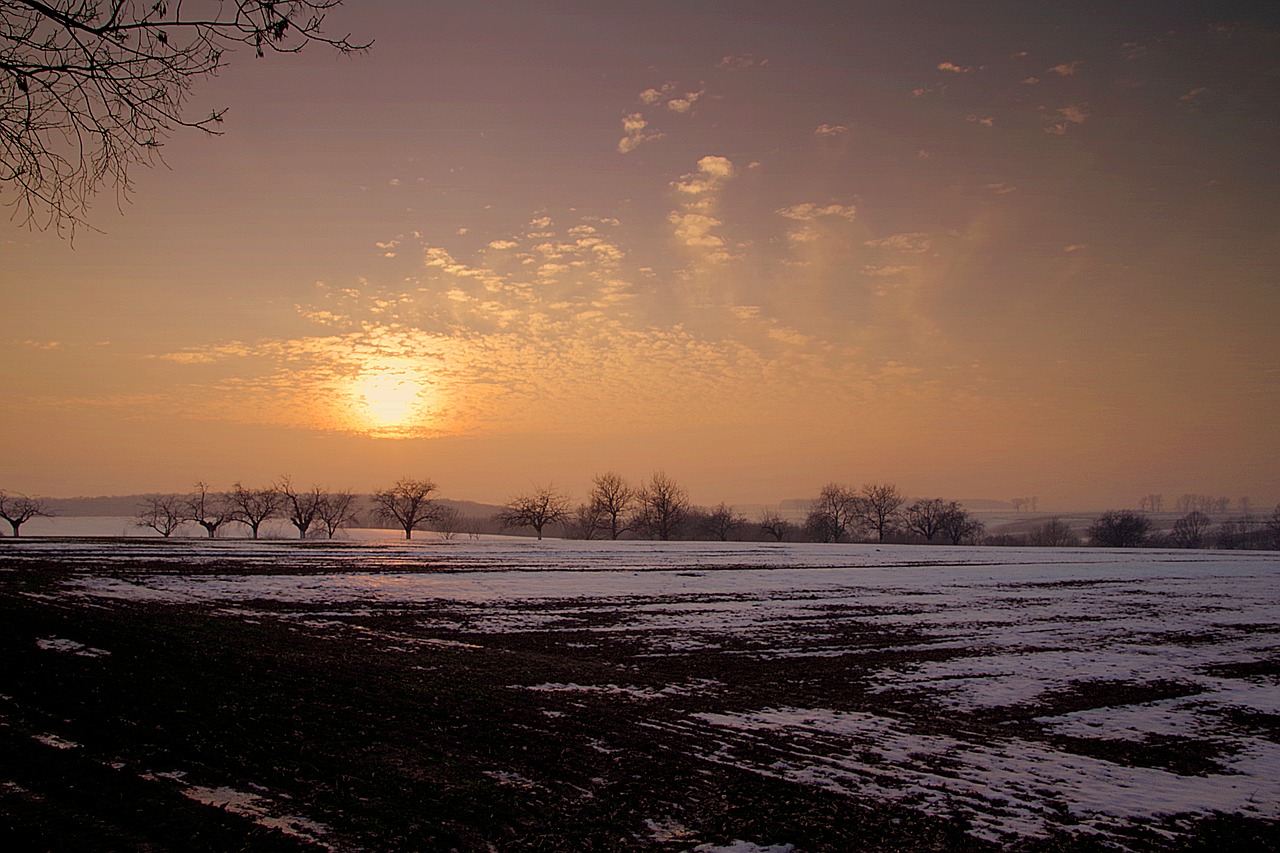 sunset winter snow free photo