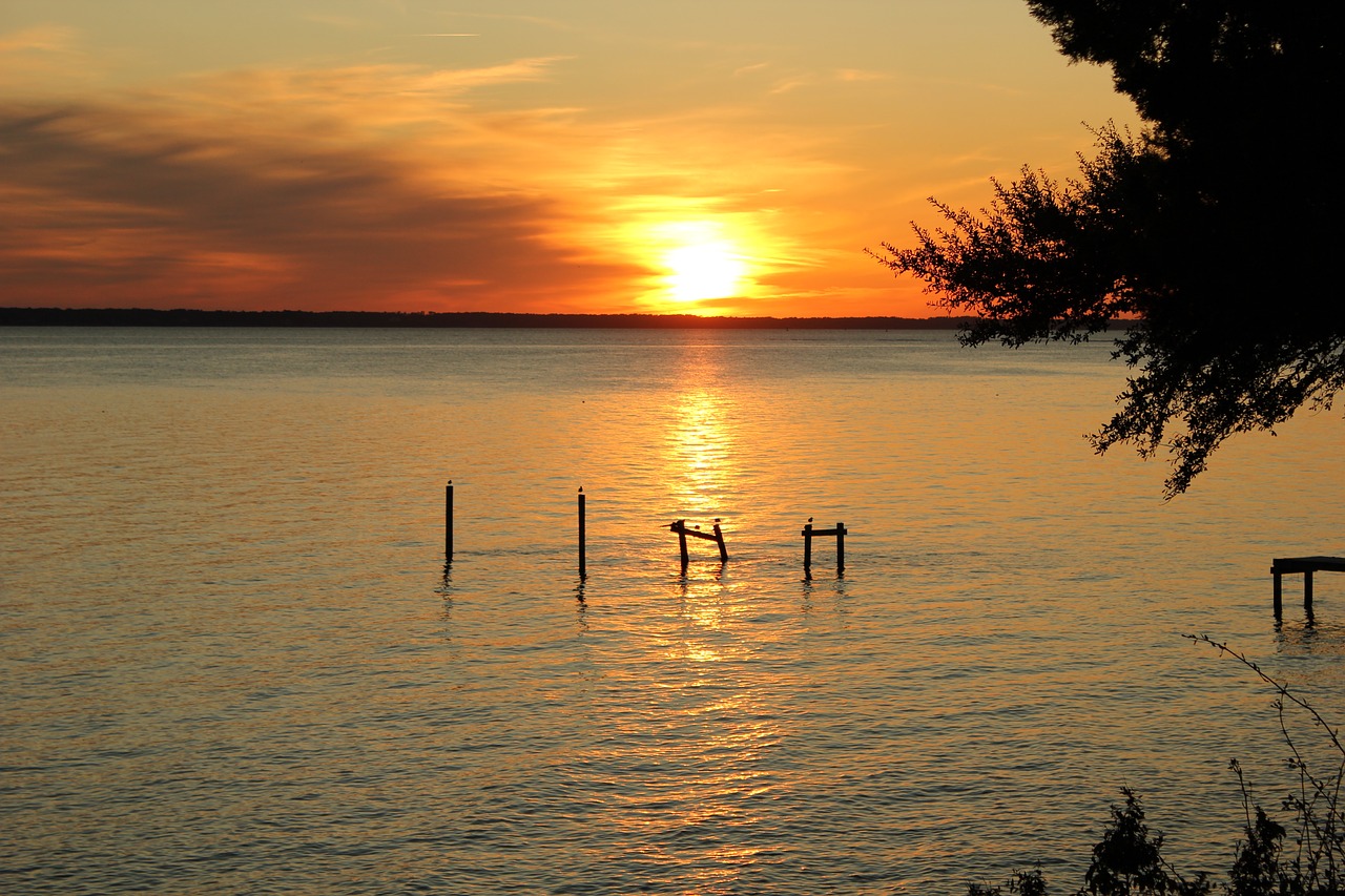 sunset river water free photo