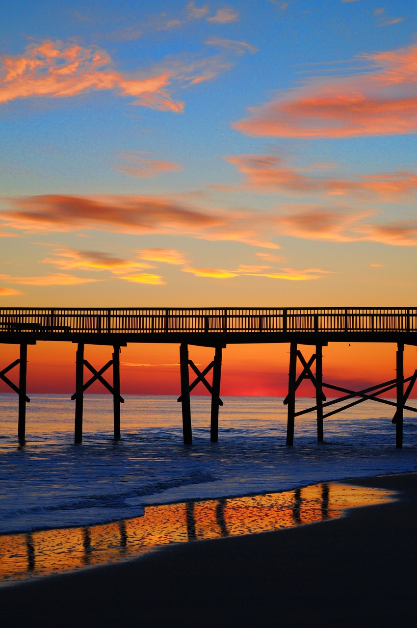 sunset beach pier free photo