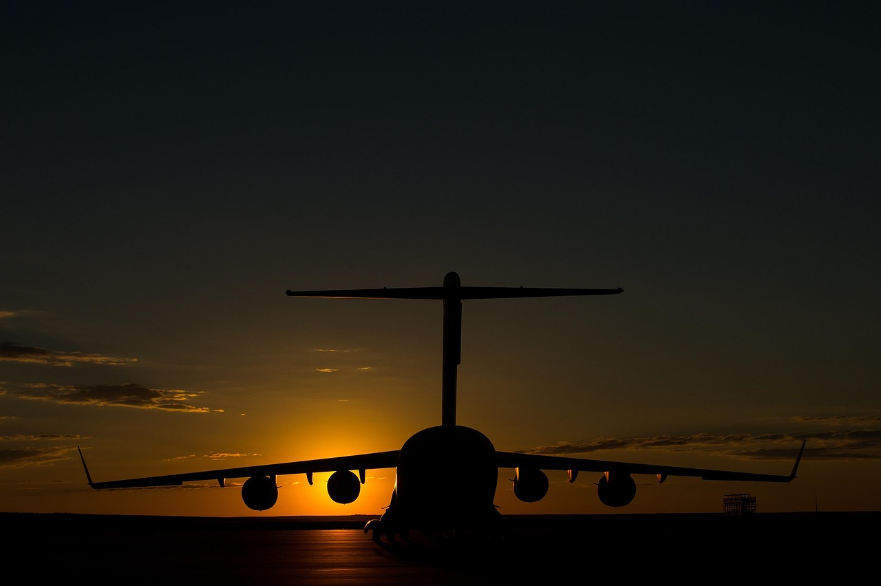 sunset airplane aircraft free photo