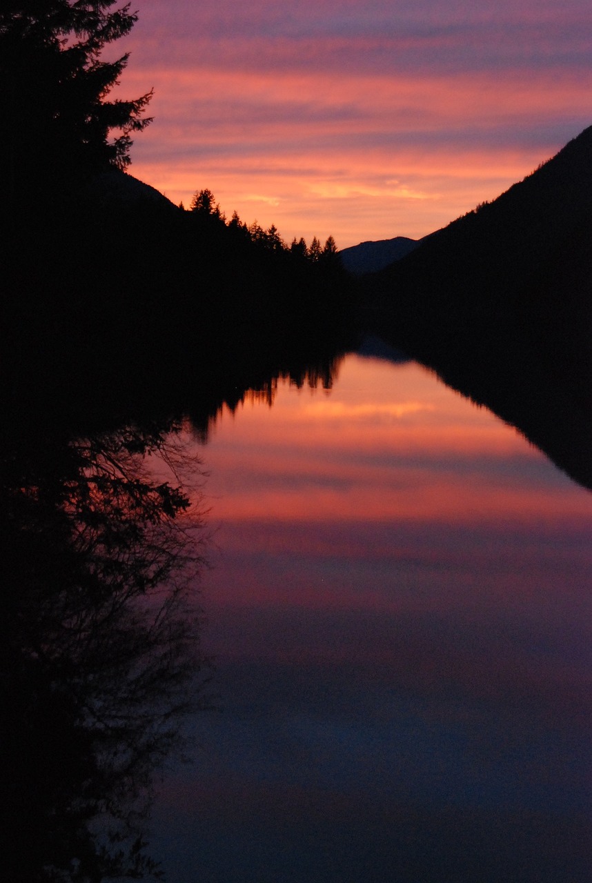 sunset lake crescent landscape free photo