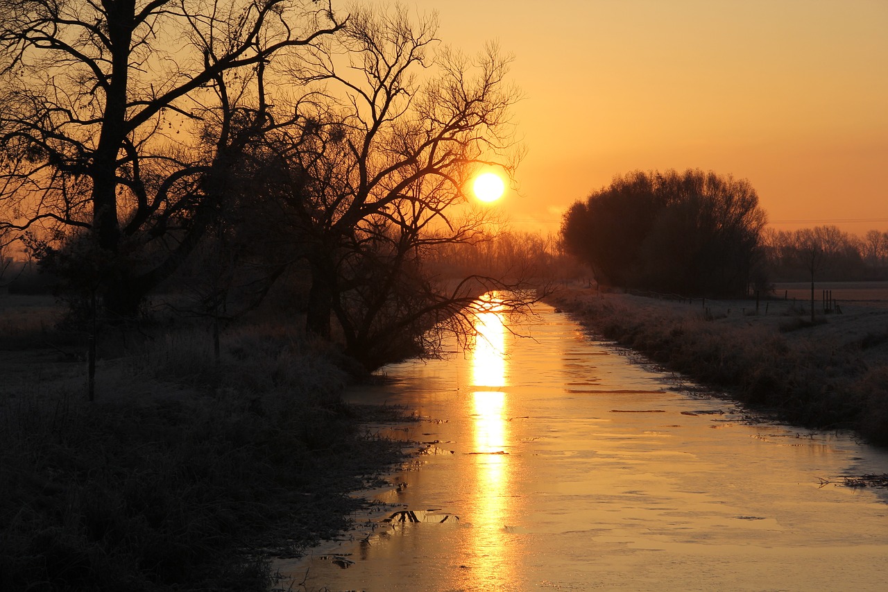 sunset river creek free photo