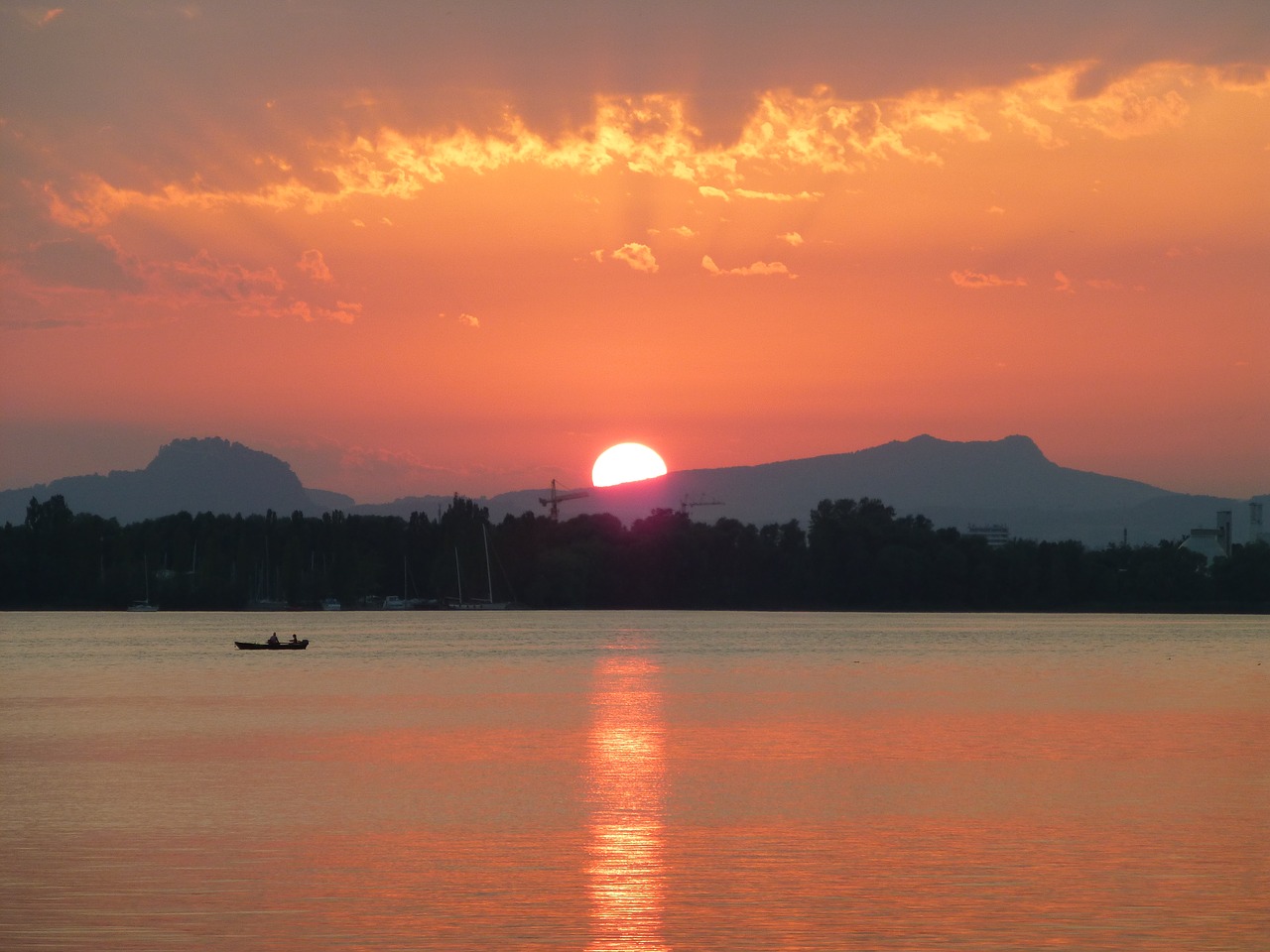 sunset mood lake constance free photo
