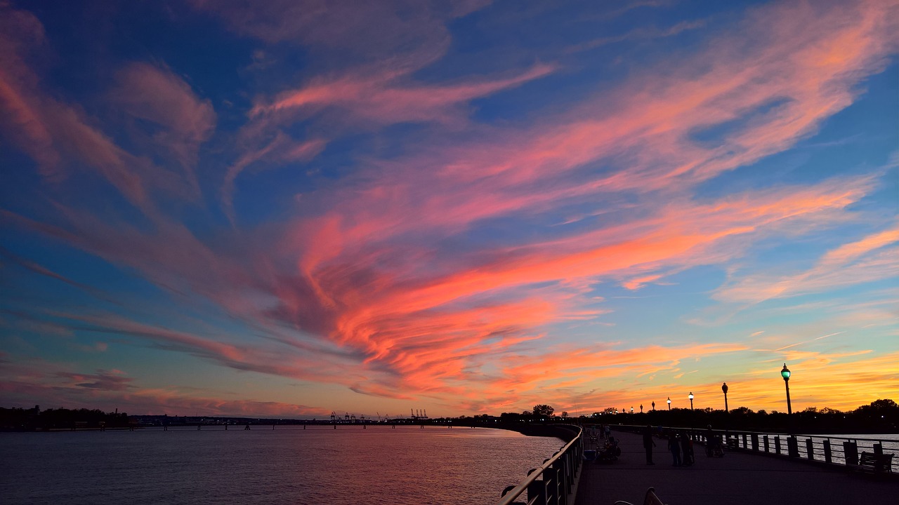 sunset river water free photo