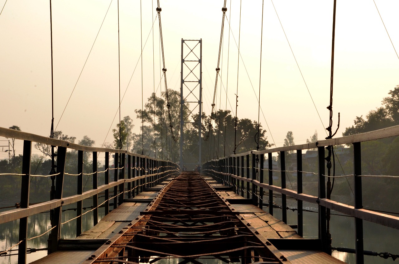 sunset bridge river free photo