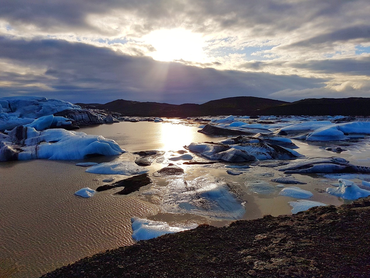 sunset iceberg lagoon free photo