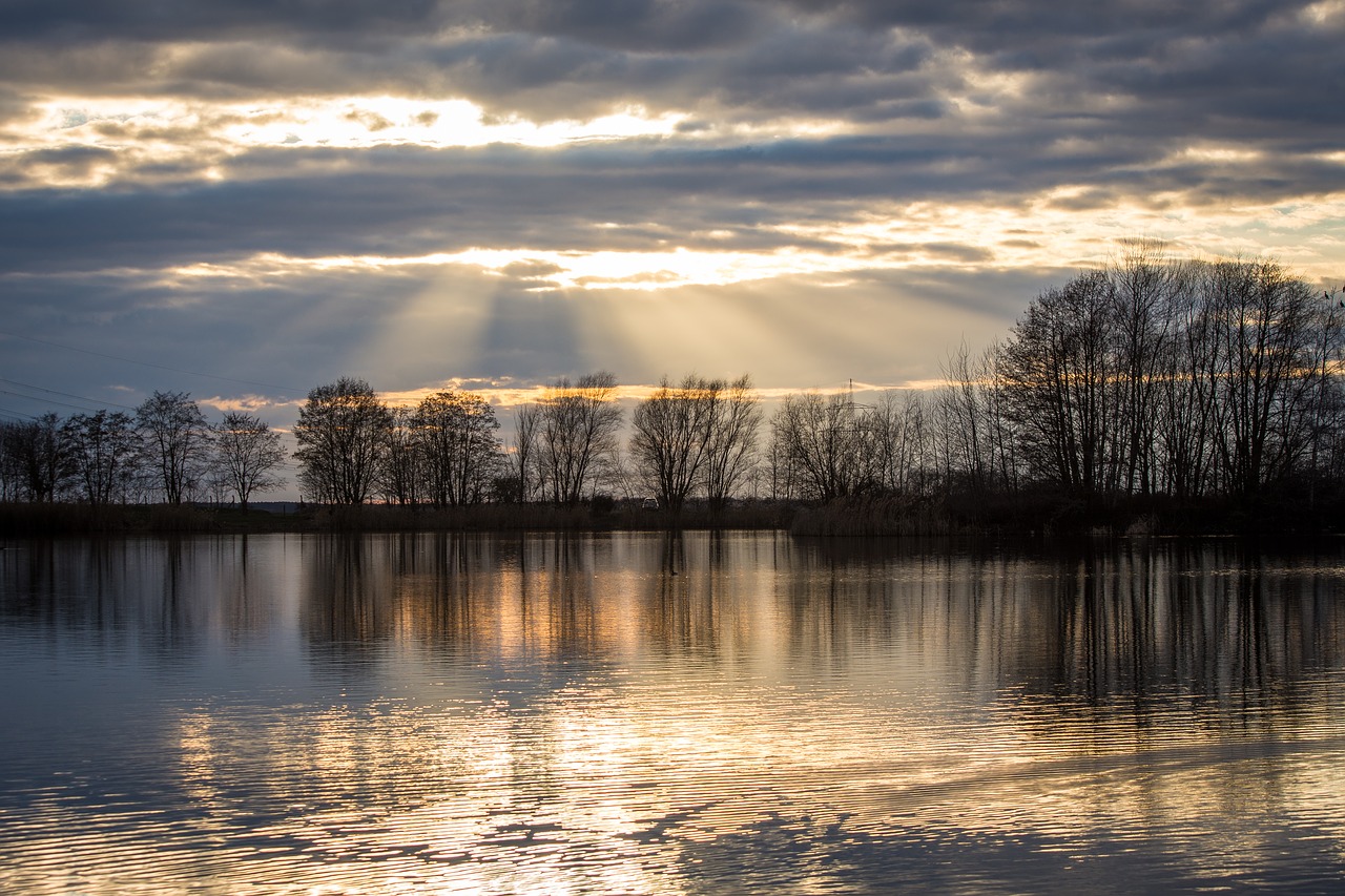 sunset lake sky free photo