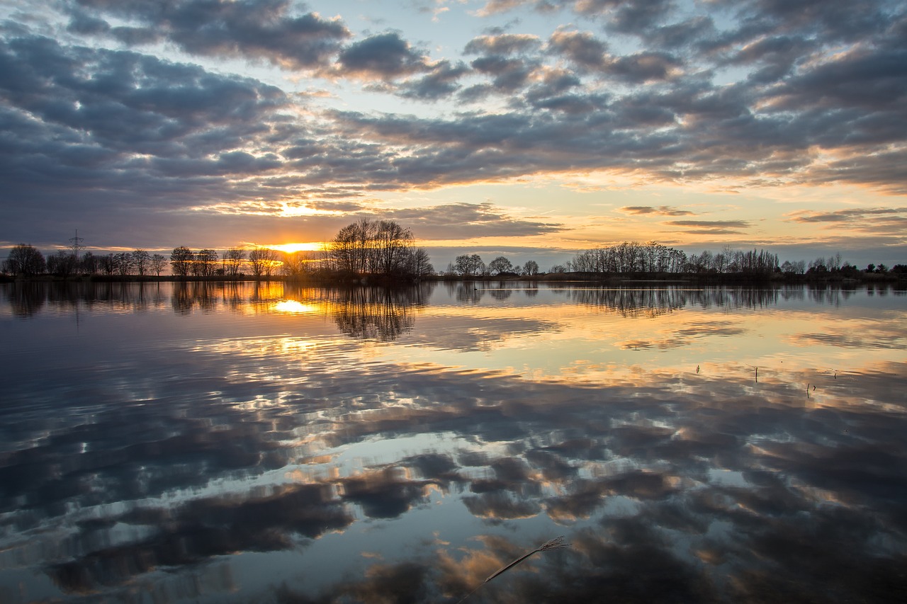 sunset lake sky free photo