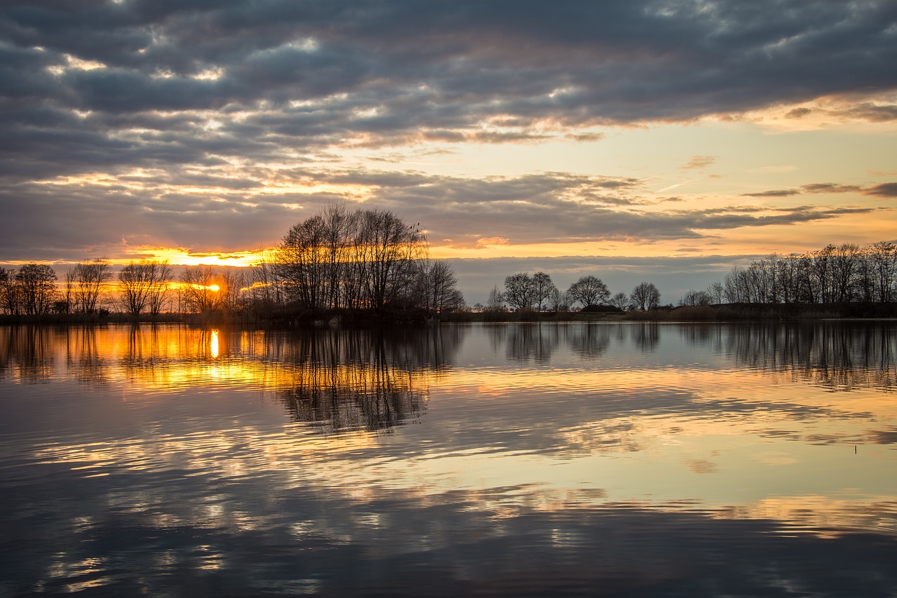 sunset lake sky free photo