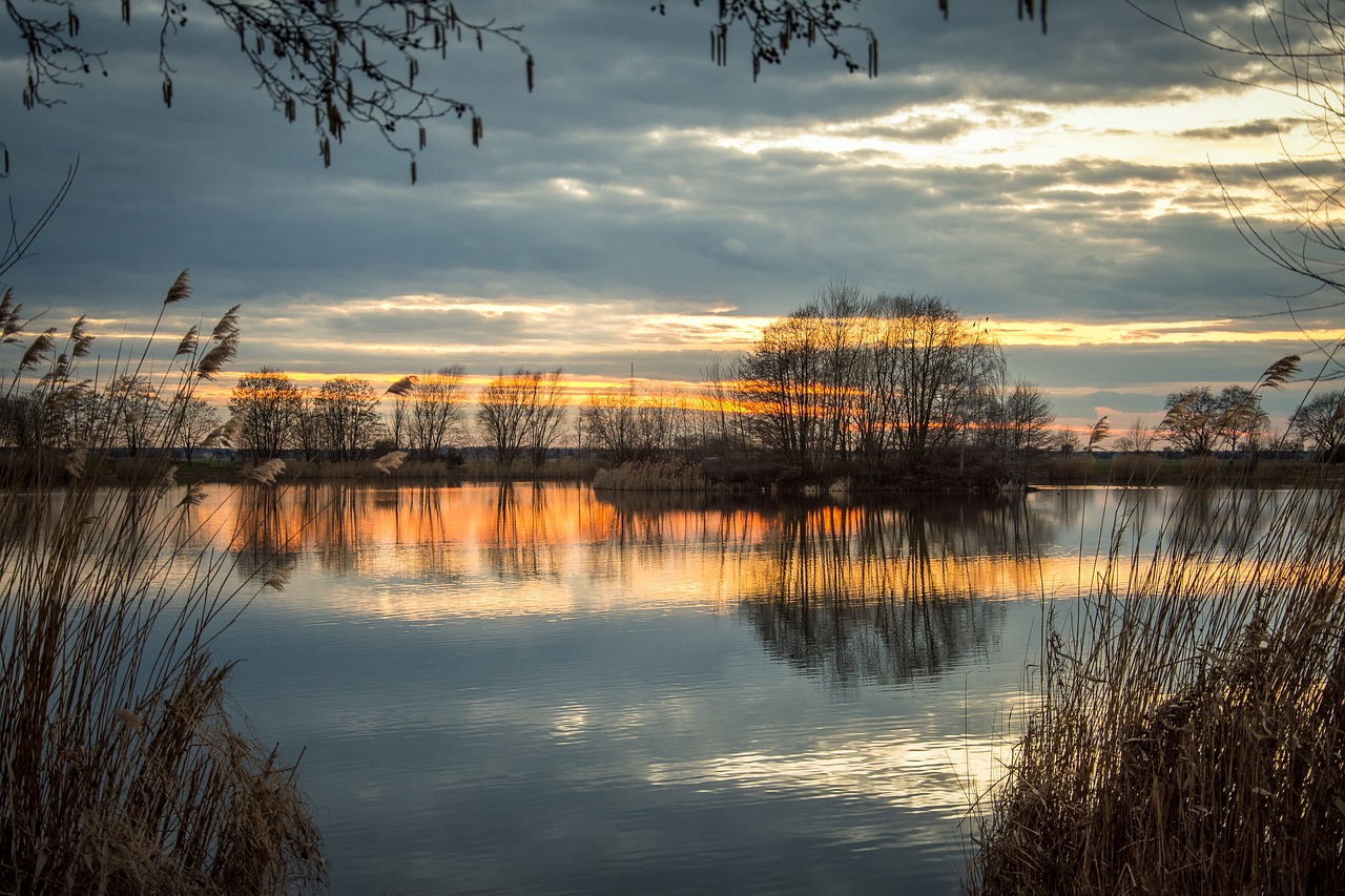 sunset lake sky free photo