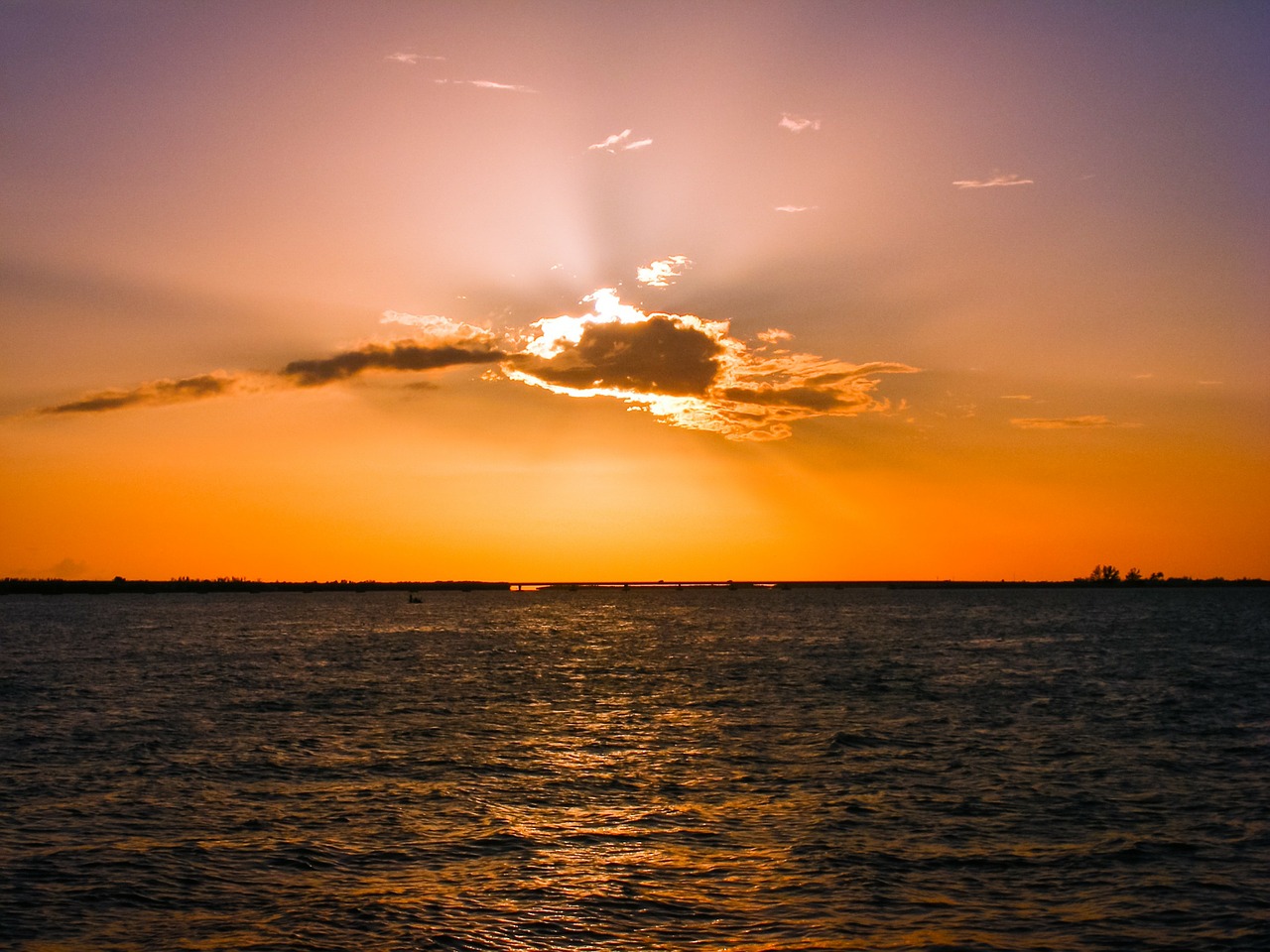 sunset skyline sea free photo