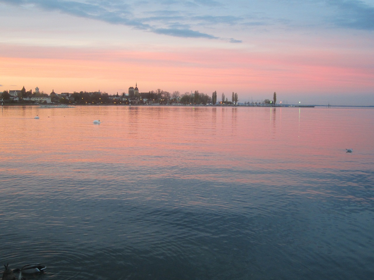 sunset evening lake free photo