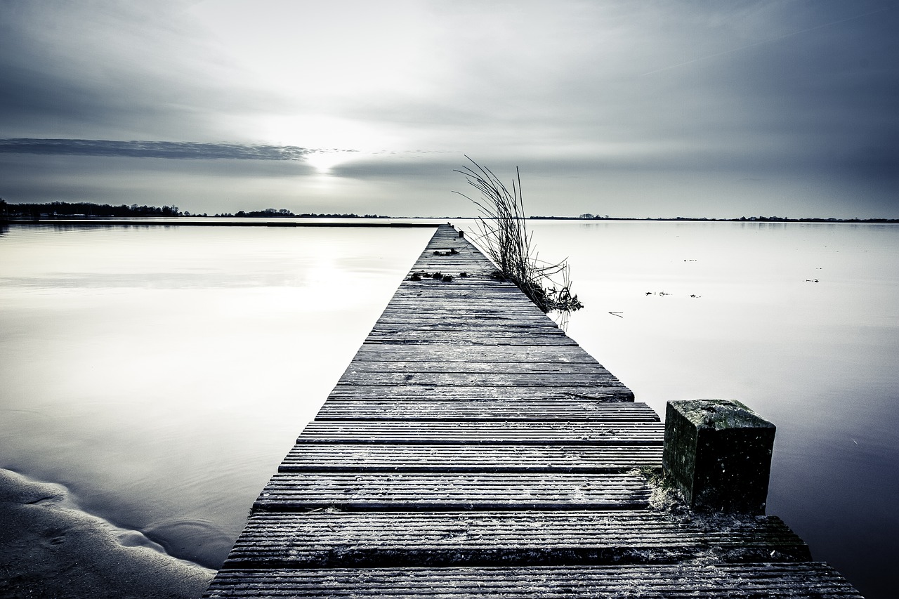 sunset jetty pier free photo