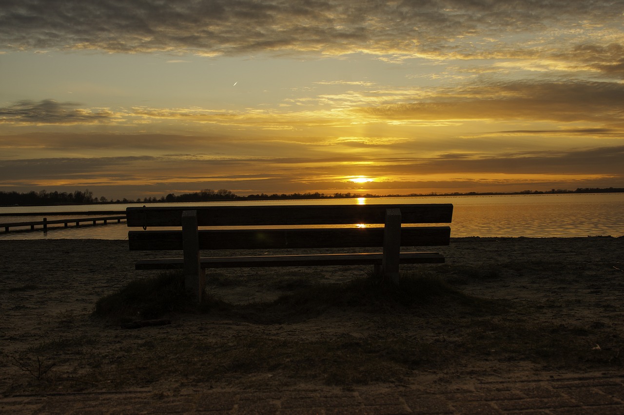 sunset bench nature free photo