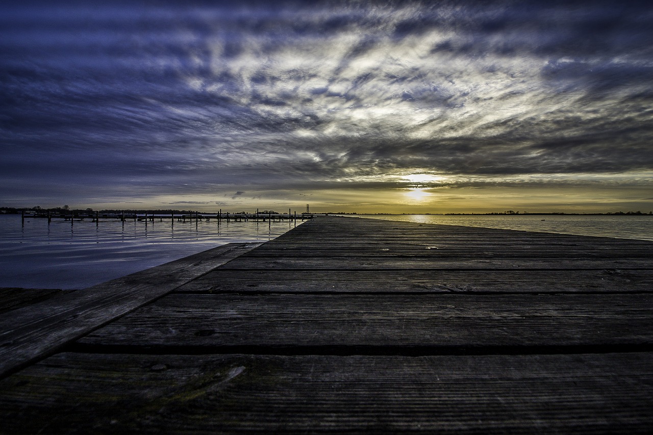 sunset jetty pier free photo