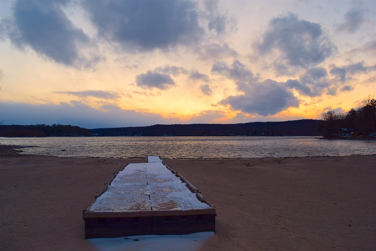 sunset beach snow free photo