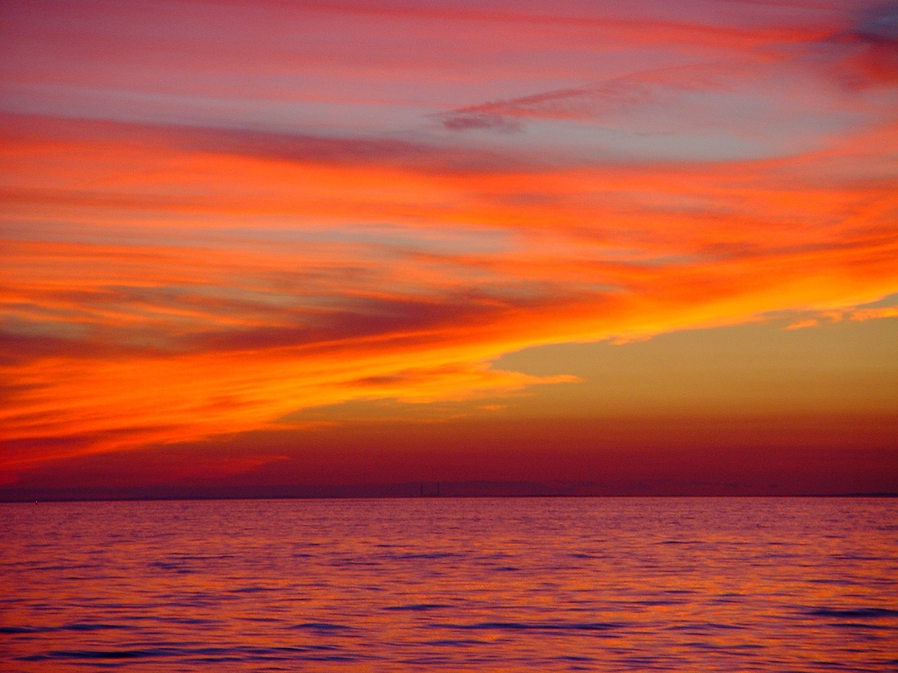 sunset colorful ocean free photo