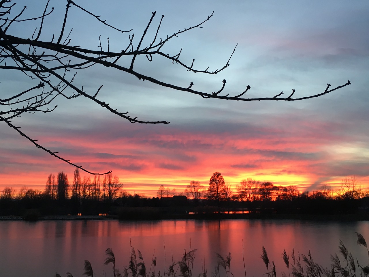 sunset nature lake free photo