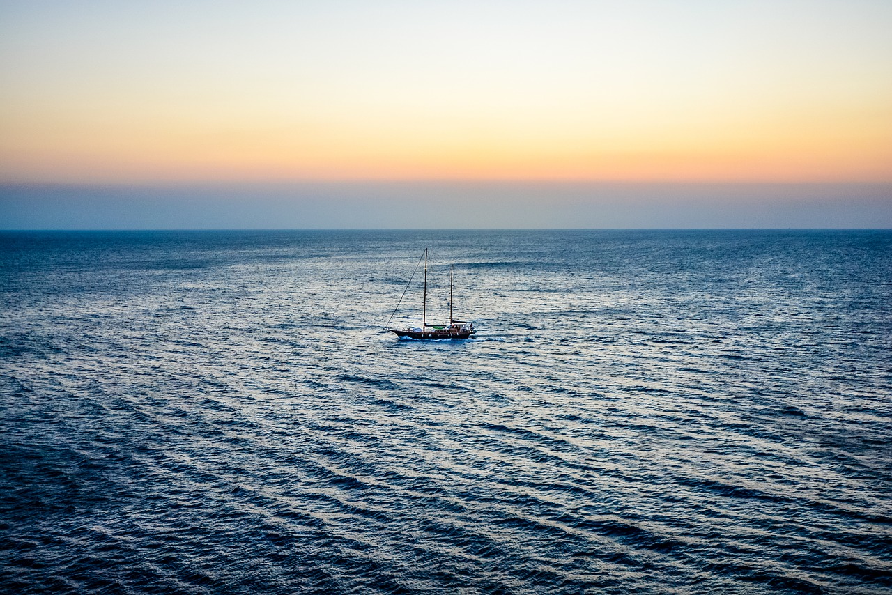 sunset ship boat free photo