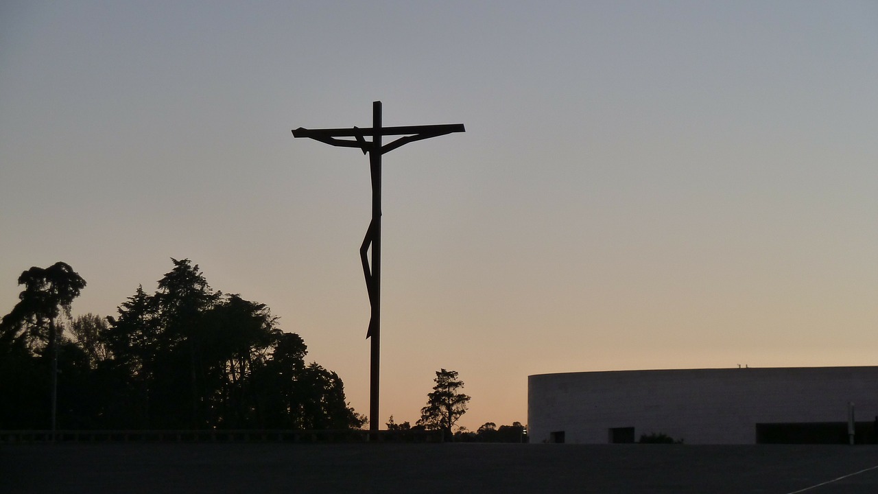 sunset silhouette crucifix free photo