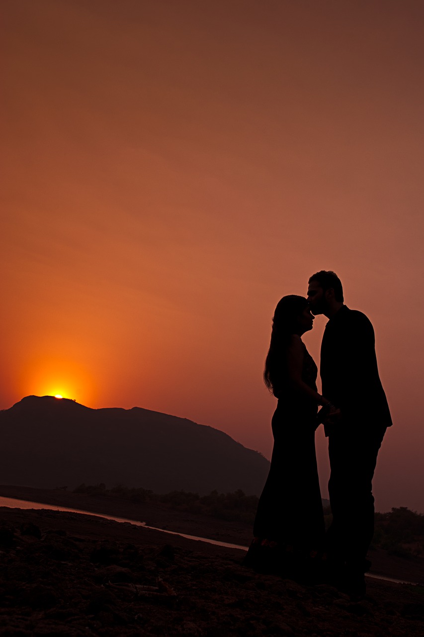 sunset couple love free photo