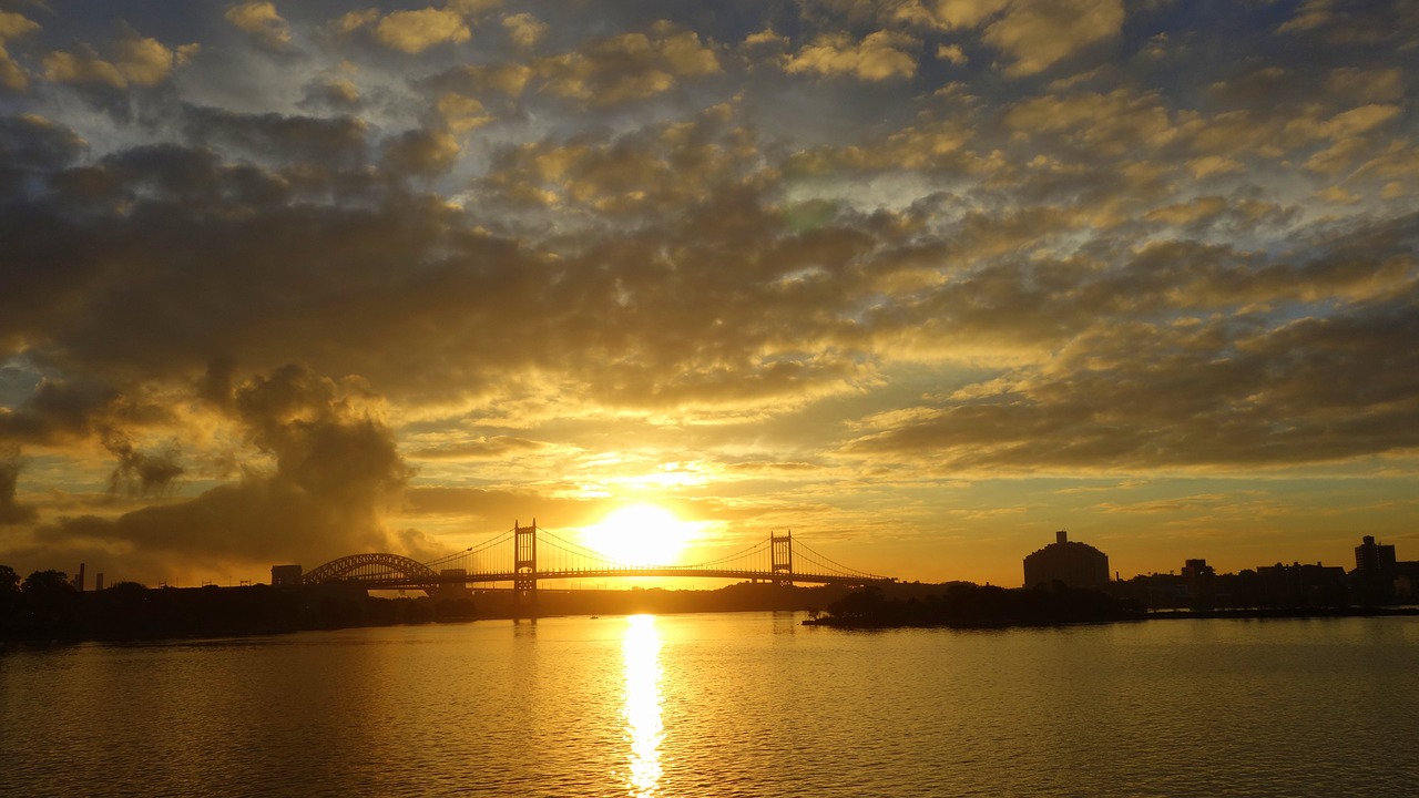 sunset new york bridge free photo