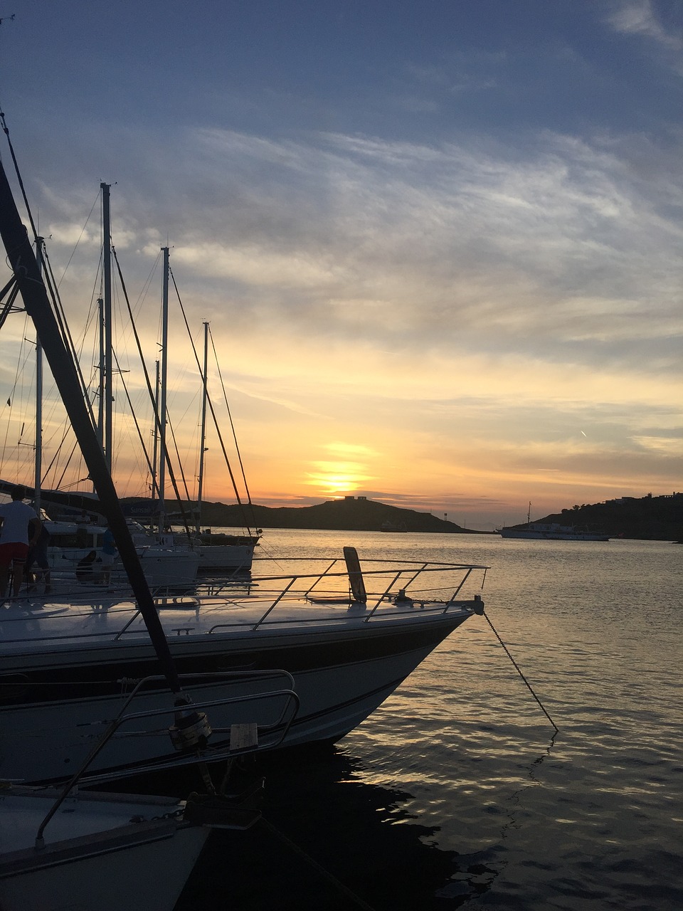 sunset yacht ion islands free photo