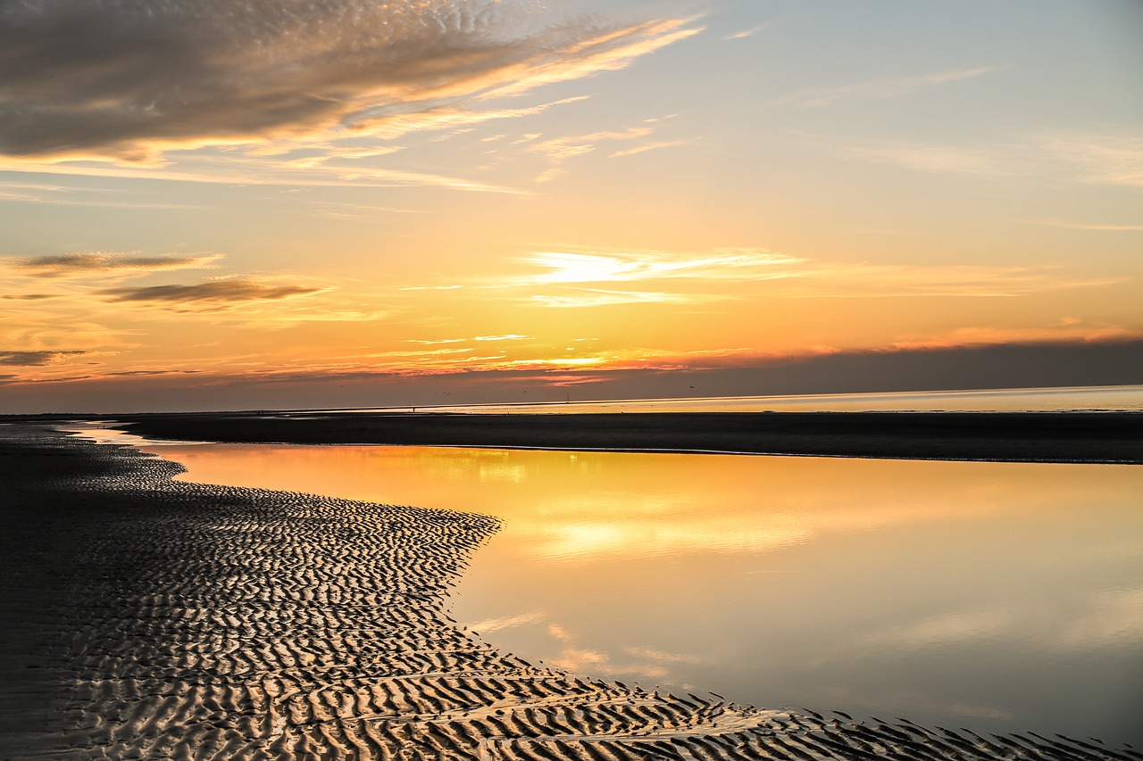 sunset sea traces free photo