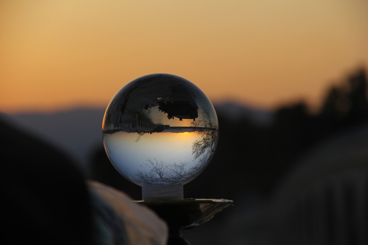 sunset crystal ball at dusk free photo