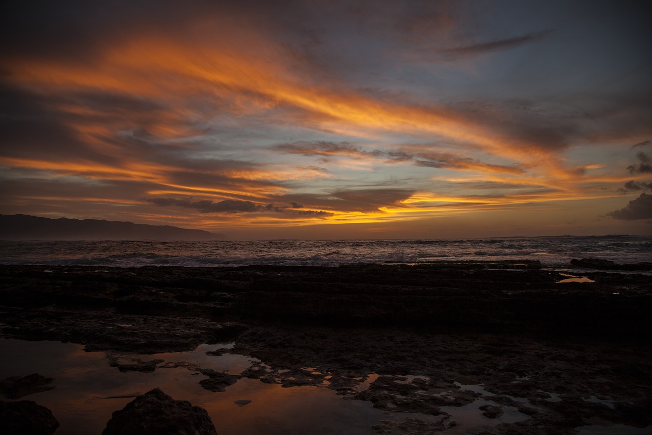 sunset oahu hawaii free photo