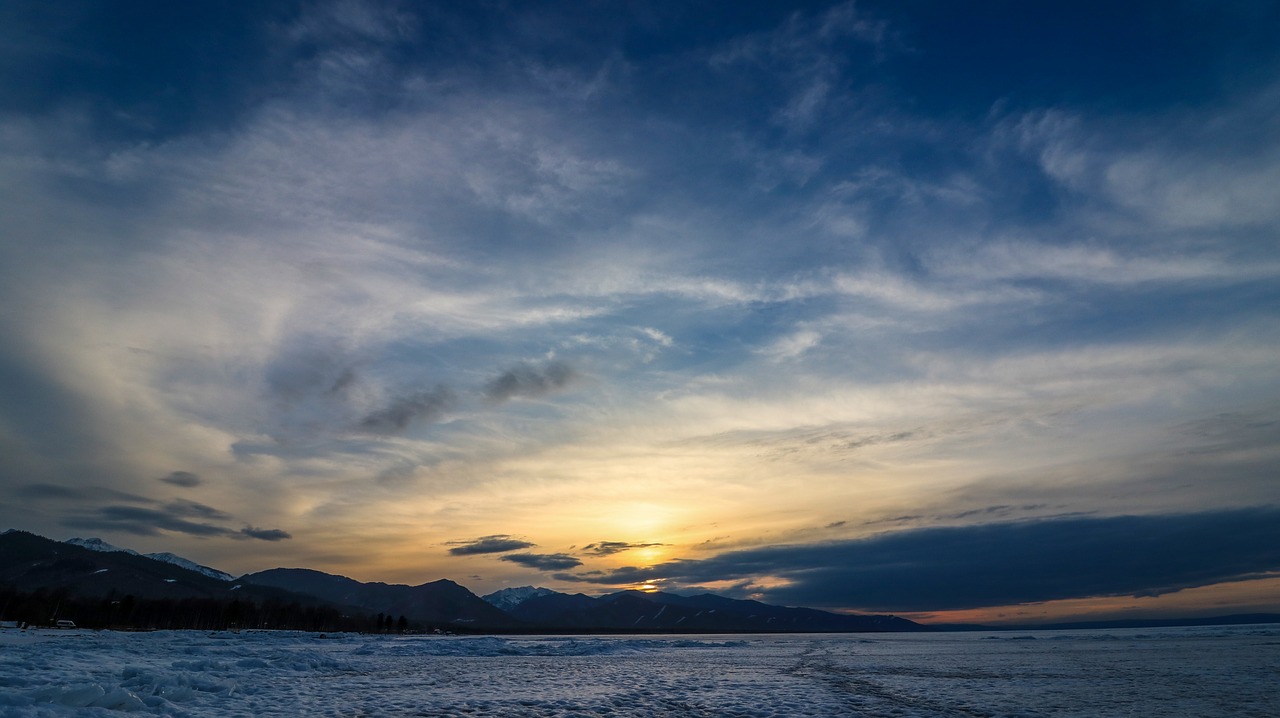 sunset lake clouds free photo