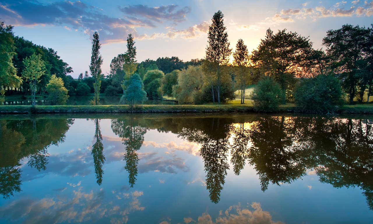 sunset colorful reflection free photo