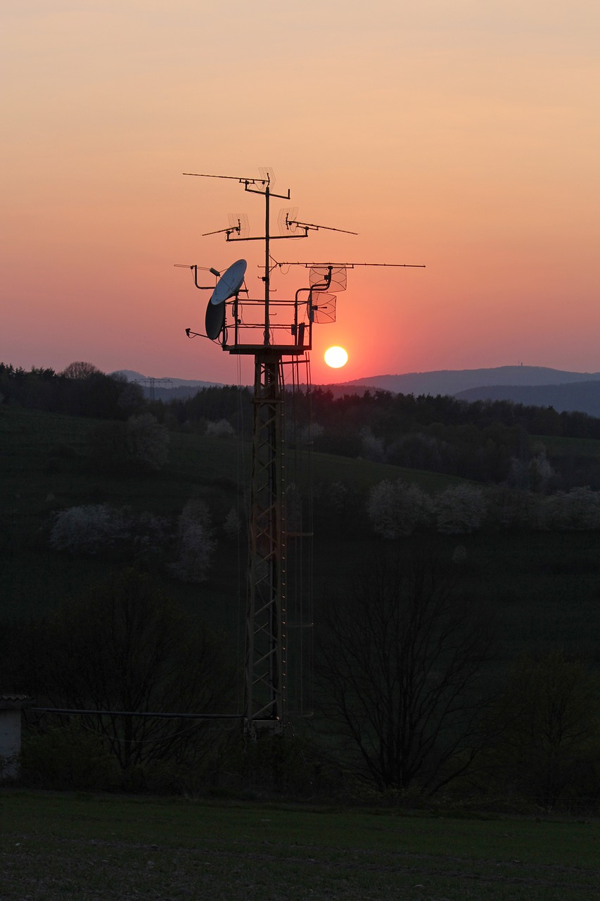 sunset antenna communication free photo