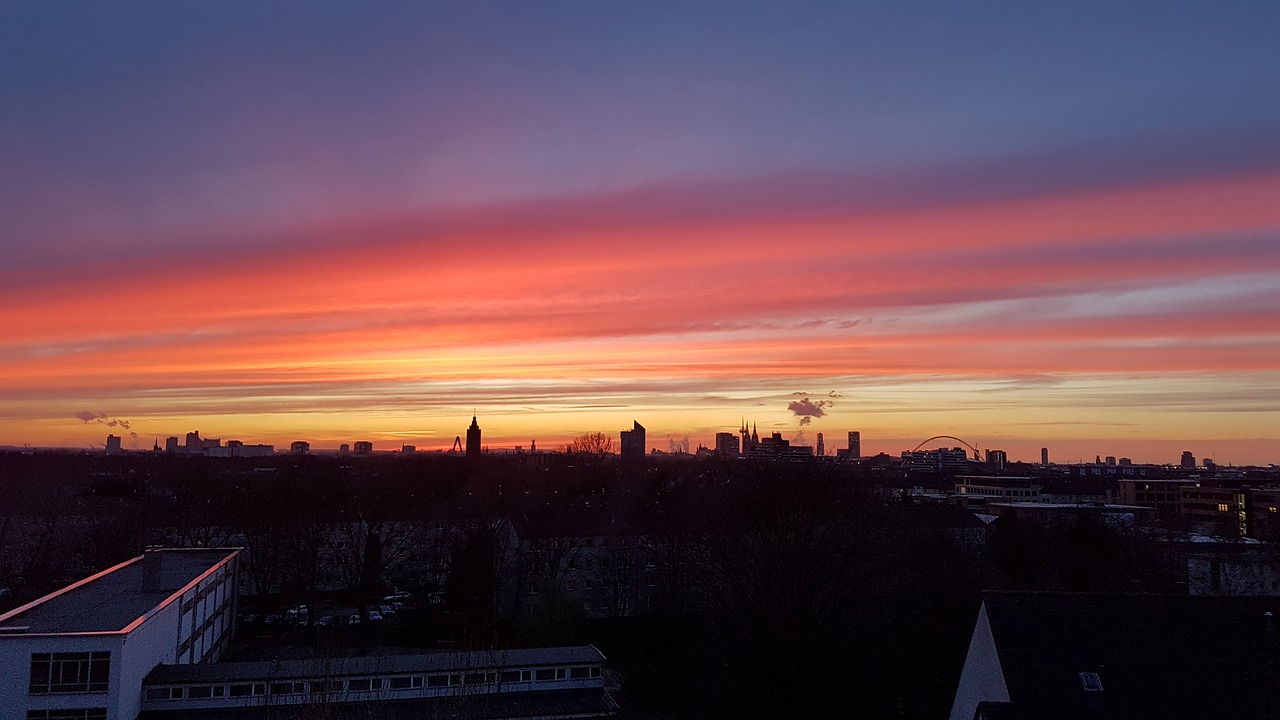 sunset cologne abendstimmung free photo